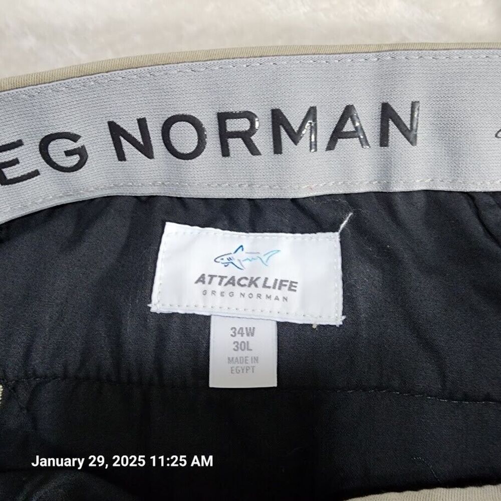 Attack Life Greg Norman Mens 34 30 Dusty Willow Tan Moisture Wicking Dress Pants - Picture 5 of 12
